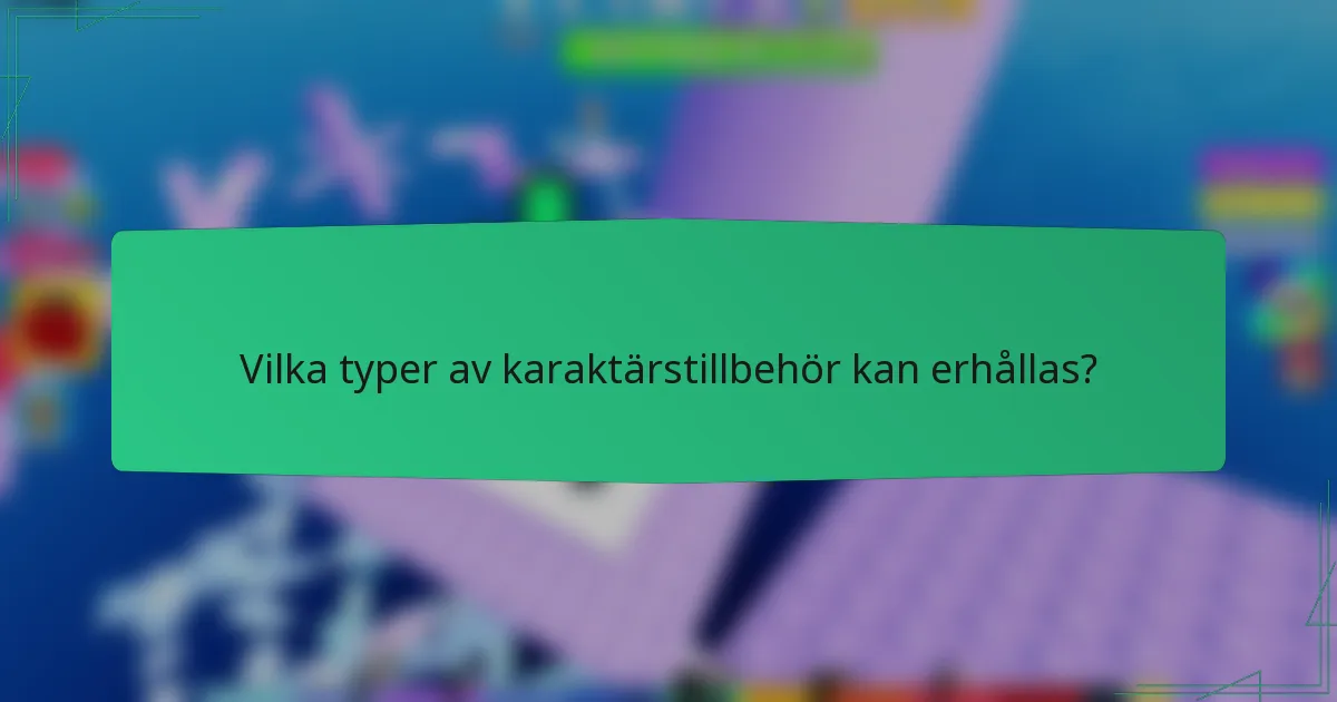 Vilka typer av karaktärstillbehör kan erhållas?